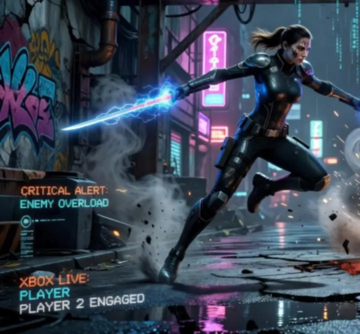 Dinamikus Xbox gameplay pillanatképek lövöldözős, kaland és versenyjátékokból