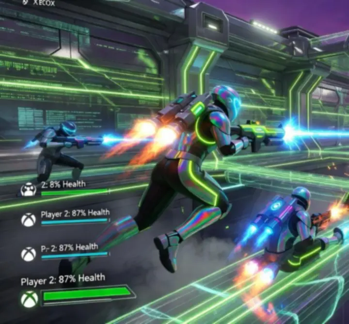 Intenzív multiplayer Xbox-akciójelenet több játékossal