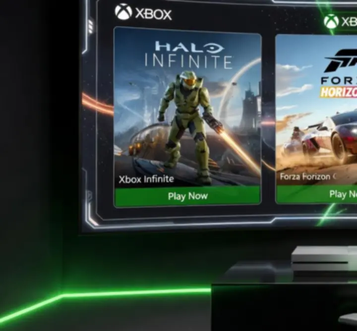 Cinematikus Xbox játékborítók és akciójelenetek montázsa